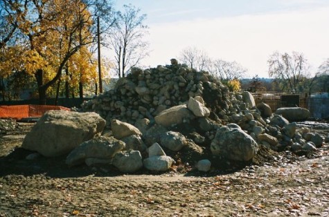 A pile of rocks at the construction site for the future home of the Watertown police station on Nov. 12, 2008.
