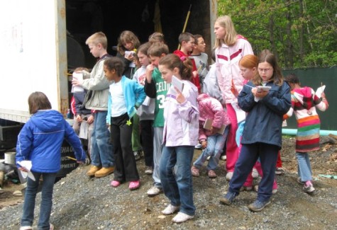 Cunniff Kids News reporters check on the progress of the construction at the Watertown police station in May 2009. 