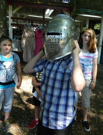 A knight's helmet is an important part of a suit of armor worn by the jousters at King Richard's Faire, which in total weighs about 70 pounds and costs $3,500 and up. (Aug. 26, 2014)