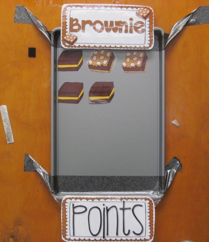 The Brownie Points board in Olivia Cifrino's second-grade classroom at Cunniff Elementary School in Watertown, Mass.