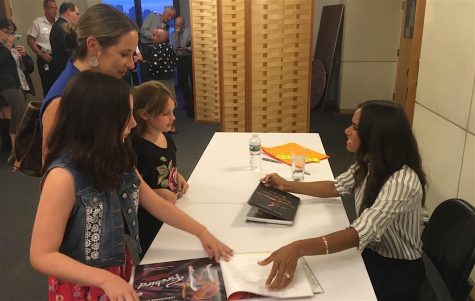 Misty Copeland (right) speaks with reporters from the Cunniff Kids News after her talk at the JFK Library on Aug. 28, 2017.