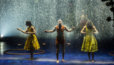 The rain inside the tent on the stage is one of the magical moments in the newest Cirque du Soleil show, Luzia in Boston through Aug. 12, 2018.